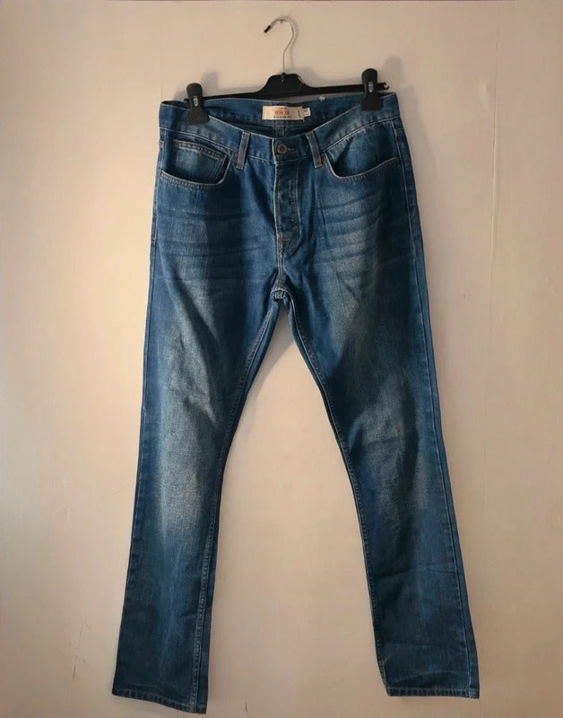 Topman Vintage Slim Blue Denim Jeans W32 Regular Straight Slim Leg 100% Cotton