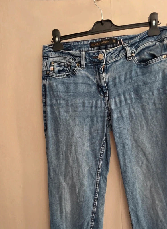 Next Mid-Rise Relaxed Skinny Blue Denim Jeans Size 10 Regular (10R)