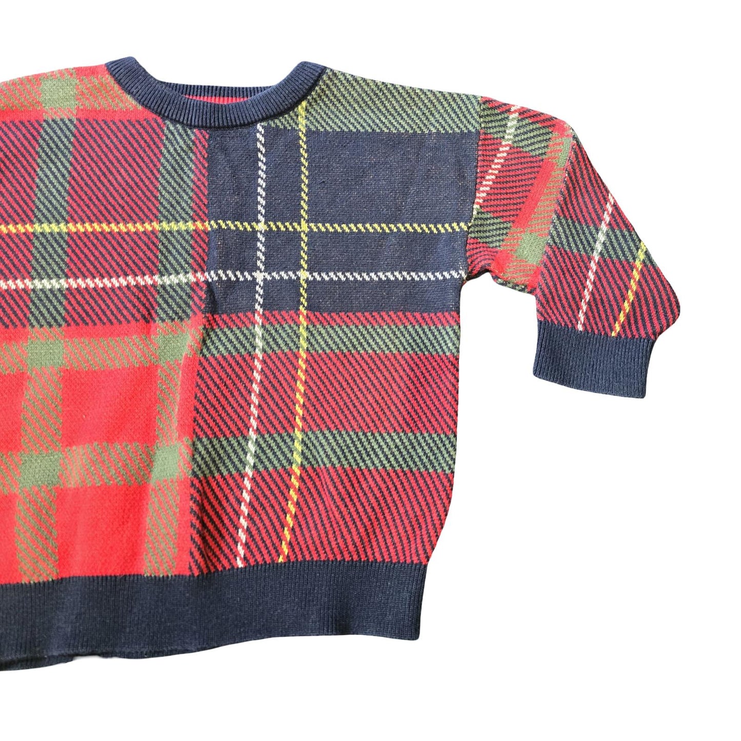 Next Boys Tartan Knit Jumper – Red & Navy Check – 18–24 Months