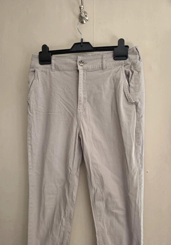 F&F Women's Beige Slim-Leg High-Waisted Chino Trousers Size 12