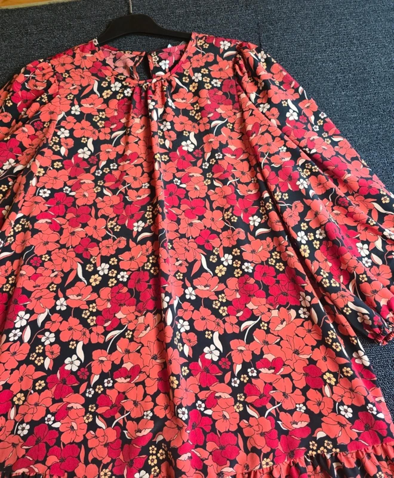 George Floral Midi Dress Red & Black UK Size 12 Floaty Everyday Wear