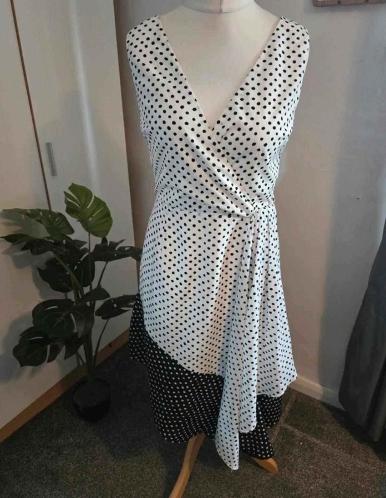 NWT Lavish Alice Asymmetrical Polka Dot Dress  Monochrome Glam size 12