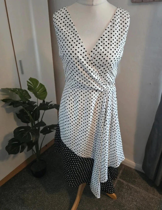 NWT Lavish Alice Asymmetrical Polka Dot Dress  Monochrome Glam size 12