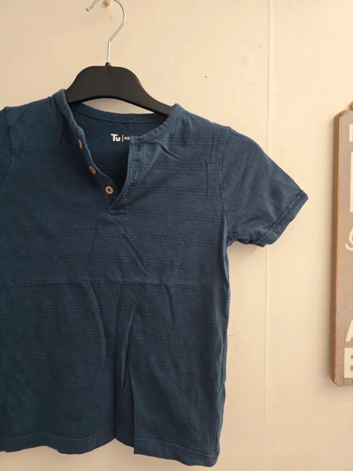 Tu Boys Navy Henley Button-Front Cotton T-Shirt Age 4-5 Years
