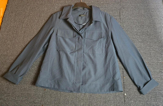 J.D. Williams Shirt Navy Size 12 Oversized Boxy Fit Utility Pockets
