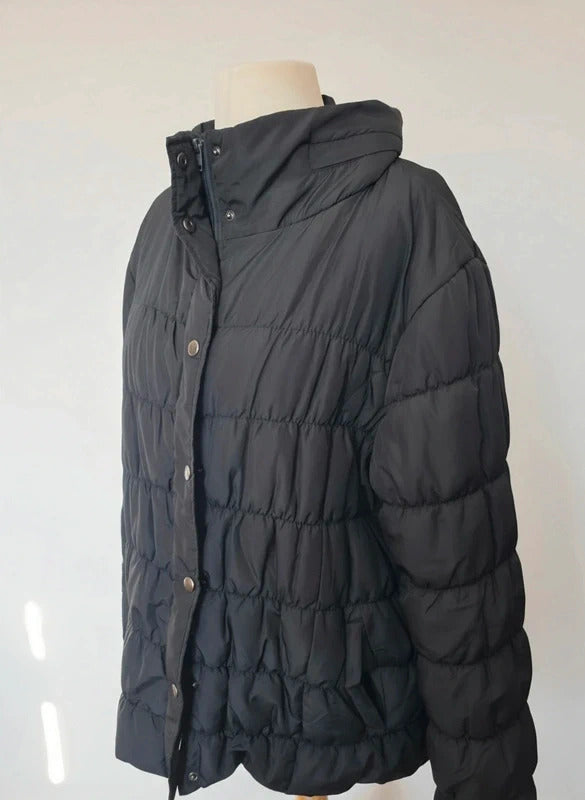 Epilogue Black Puffer Coat Size 18 Quilted Padded Winter Jacket Zip Popper
