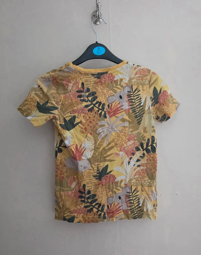 Tu Boys Mustard Yellow Australian Animal Jungle Print Short Sleeve T-Shirt Age 6-7 Years