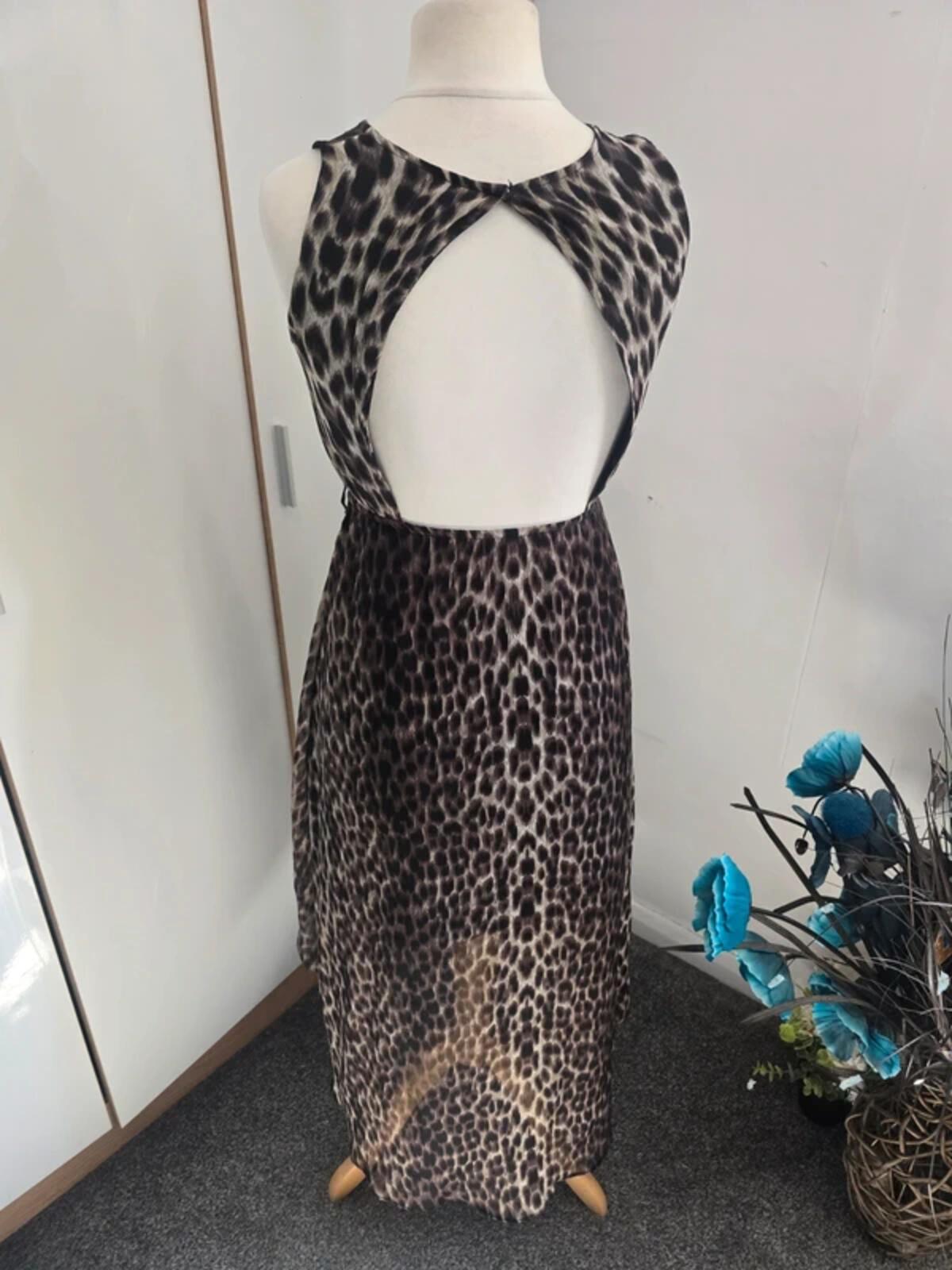 Miso Ladies Brown Asymmetrical Sleeveless Midi Dress Size 8