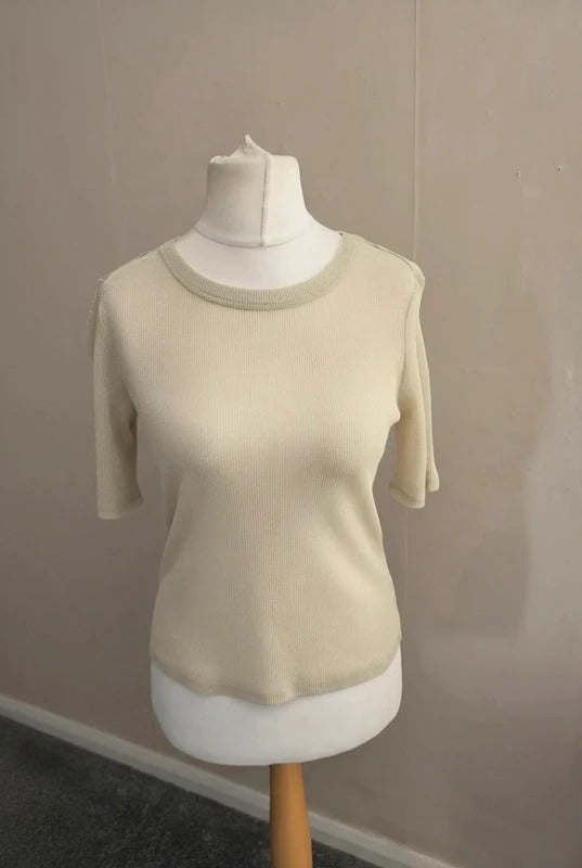 Next Gold Glitter Metallic Short Sleeved Knit Top NWT Size 12