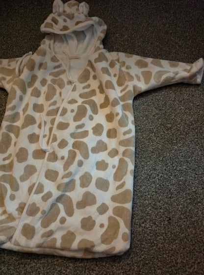 Baby Cream & Beige Giraffe Print Hooded Fleece Bunting Bag 6–9 Months