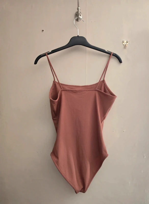Primark Dusky Pink Sleeveless Ribbed Bodycon Bodysuit Size 10-12