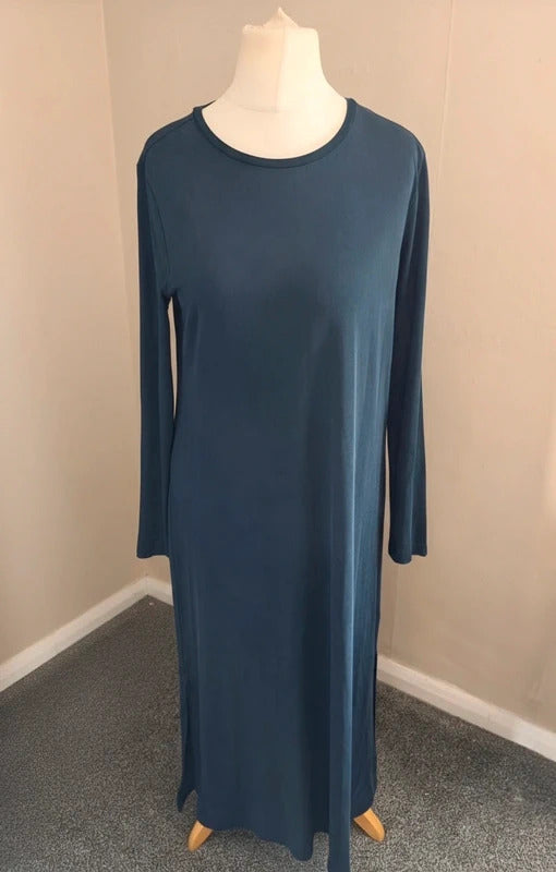 Next Navy Blue Long-Sleeved Side-Slit A-Line Maxi Dress Size 12