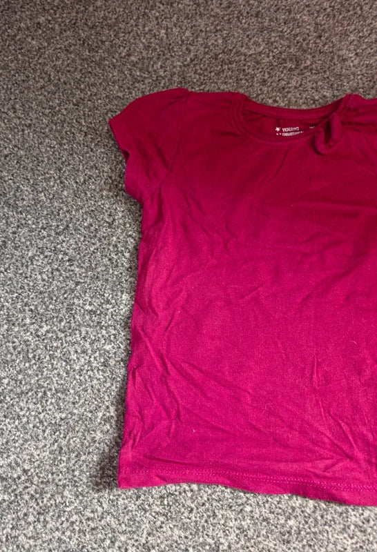 Young Dimensions Girls Magenta Plum Purple Short Sleeve Puff Sleeve T-Shirt Age 4-5 Years