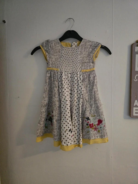 Marks and Spencer Girls Floral and Polka Dot Cotton Dress 18-24 Months