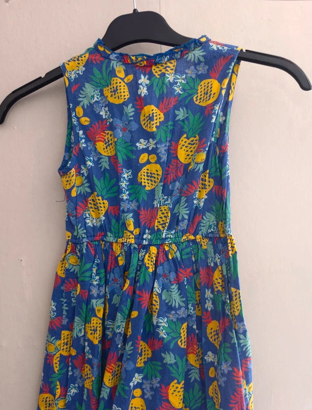 Monsoon Girls Blue Tropical Pineapple Cotton Dress Age 6 Years