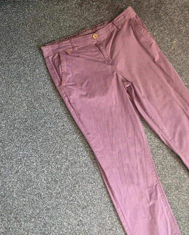 Mantaray Women's Dusky Purple Slim Leg Chino Trousers Size 14 Short