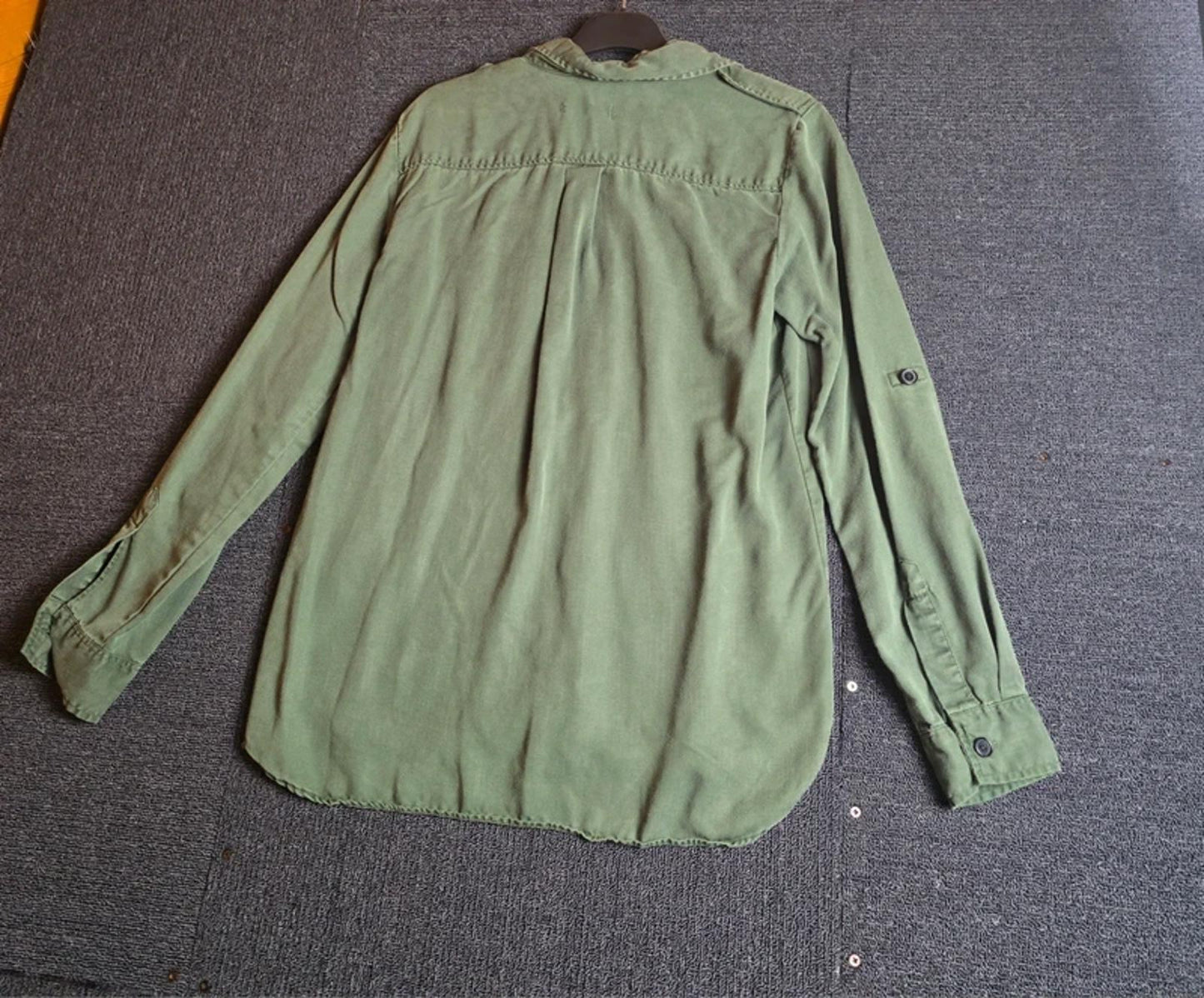 Zara Premium Dark Green Lyocell Shirt S Size 8/10 Relaxed Fit
