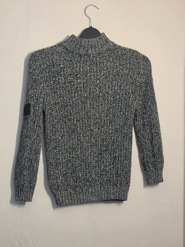 Matalan Boys Grey Chunky Knit Quarter Zip Jumper Age 8 Years