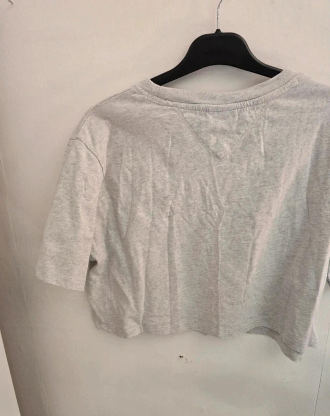 Tommy Jeans Grey Oversized Cropped T-Shirt  L Size 12-14