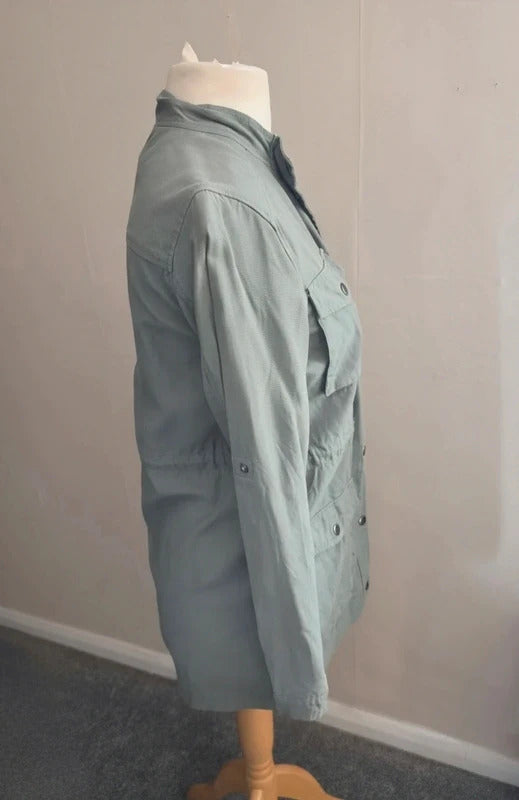 Thought Khaki Lightweight Lyocell Cotton Utility Jacket Size 10