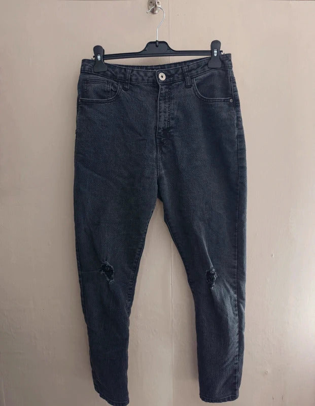 Boohoo Women's Black Ripped High-Waisted Skinny Jeans Size 14