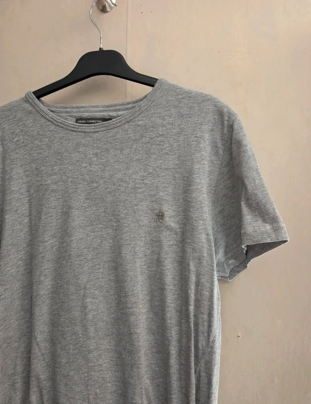 Men's French Connection Grey Short Sleeve Logo Crew Neck T-Shirt Size XL