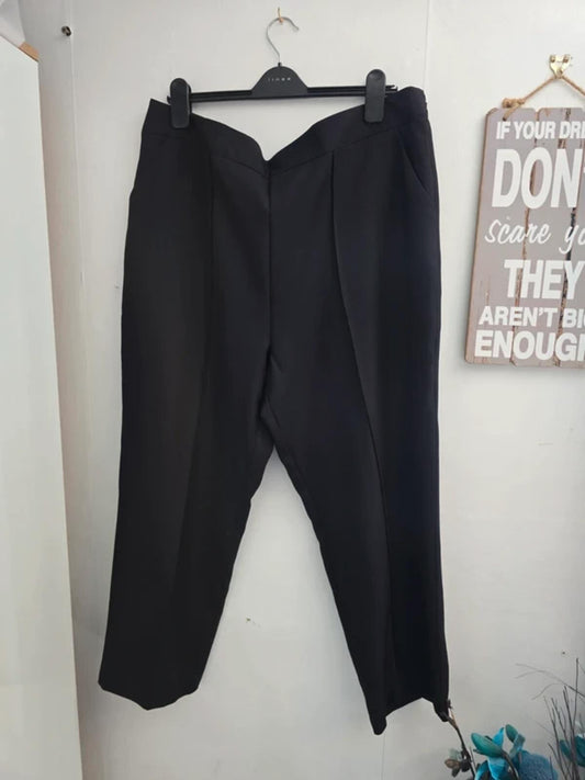 Et Vous  Black High Waisted Straight Leg Work Trousers - Size 20