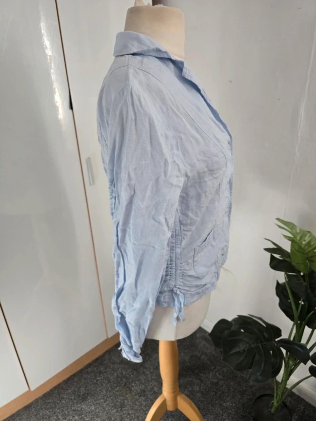 Nadine H Lightweight Light Blue Linen Blazer Size 10