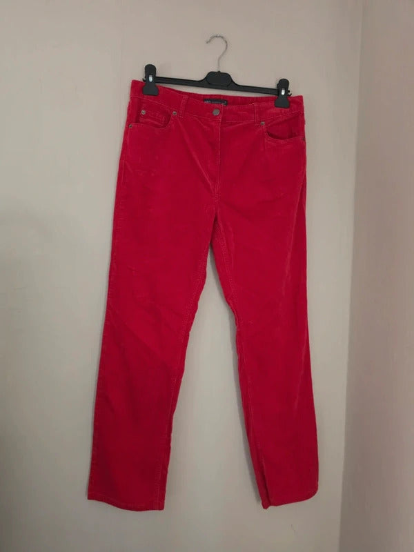 Marks & Spencer Red Corduroy Slim Leg Trousers – Size 12 Short