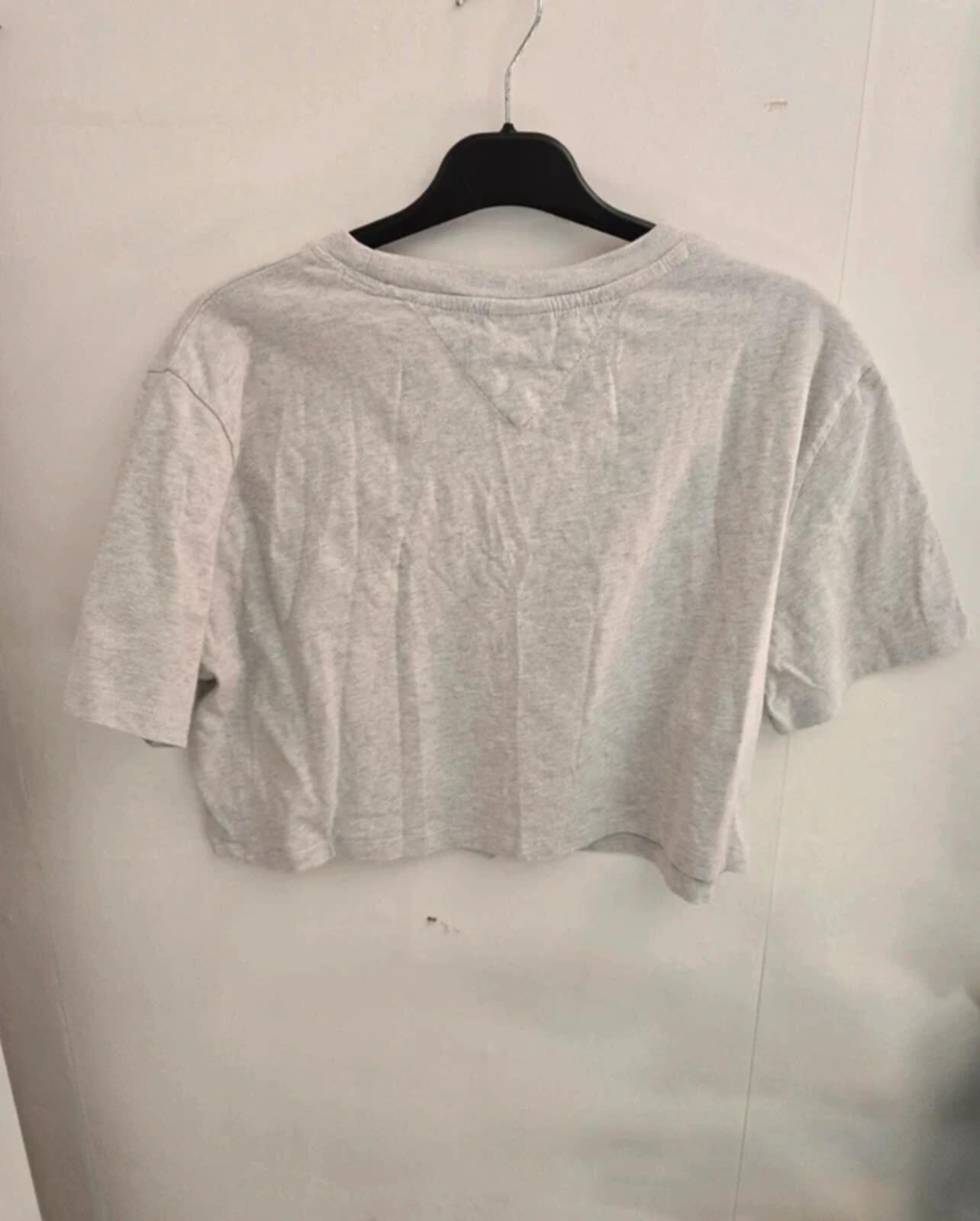 Tommy Jeans Grey Oversized Cropped T-Shirt  L Size 12-14