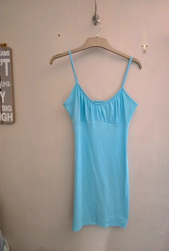 Primark Light Blue Ribbed Sleeveless Bodycon Mini Dress Size 10-12