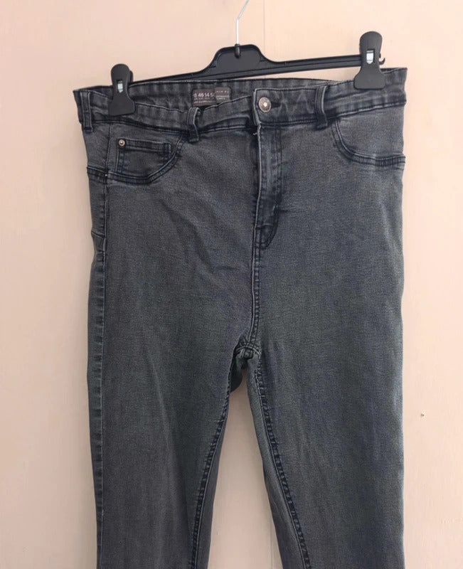 Primark Grey Black High Waisted Stretch Skinny Jeans Size UK 18 Better fit Size 16-18