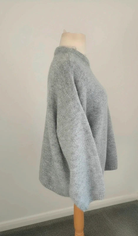 F&F Grey Oversized Soft Knit Long Sleeve Jumper – XL (Size 20–22)