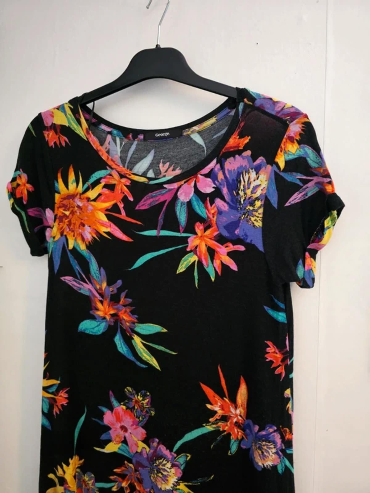George Black & Multicoloured Floral Mini Dress Size 10 Short Sleeve Casual Summer