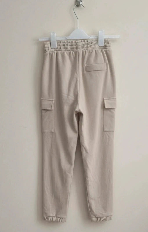 Matalan Girls Beige High Waisted Cargo Joggers Cuffed Hems NWT Age 10 Years