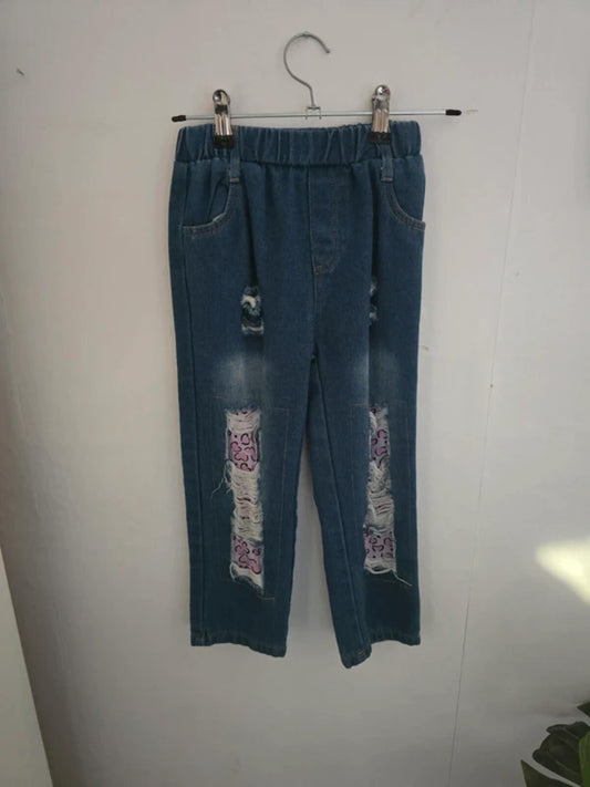 PatPat Girls' Denim Blue Easy-On Jeans Age 4-5 Years