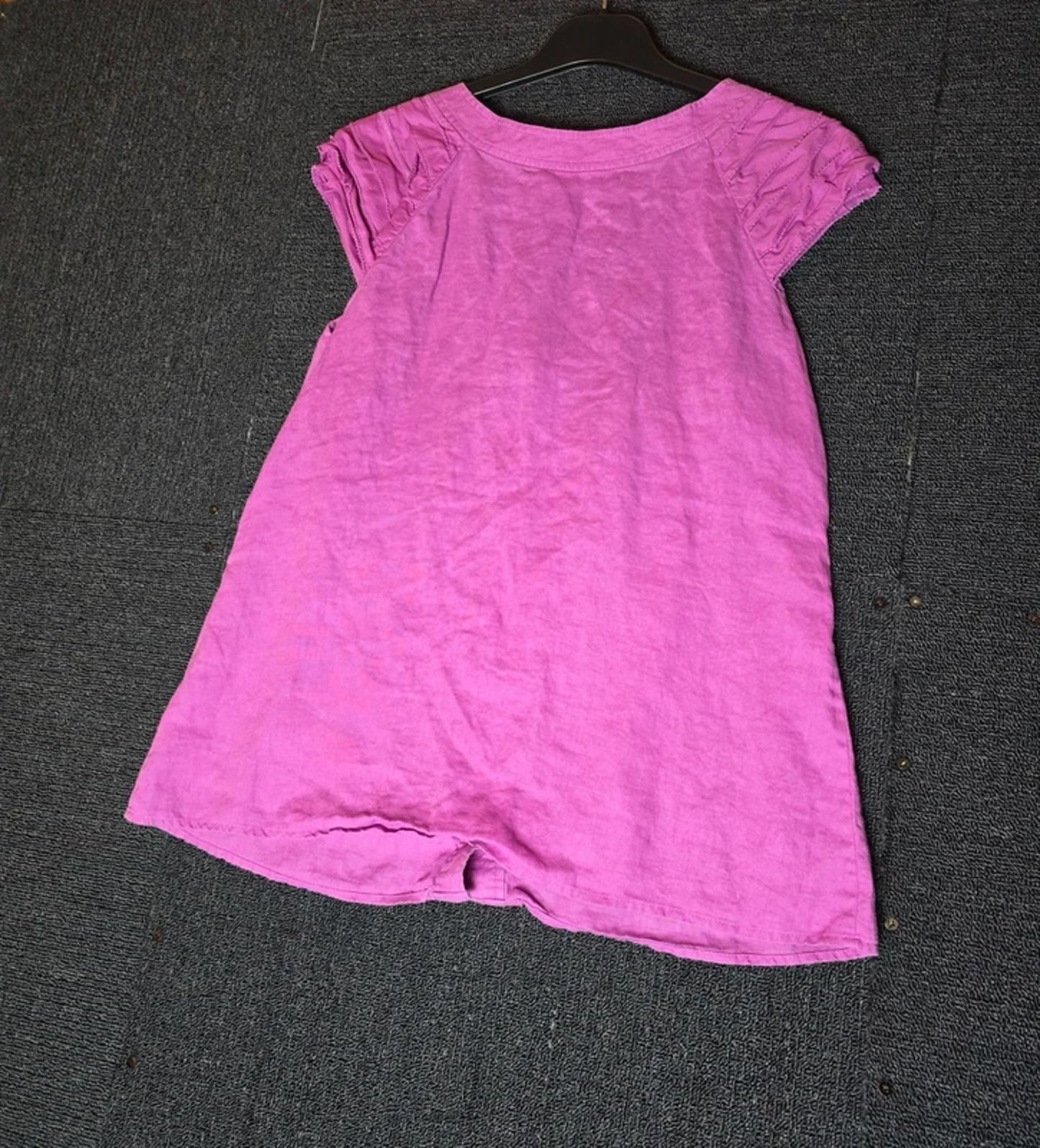 Pink short sleeved t-shirt 100% linen button front size 12 Marks & Spencer
