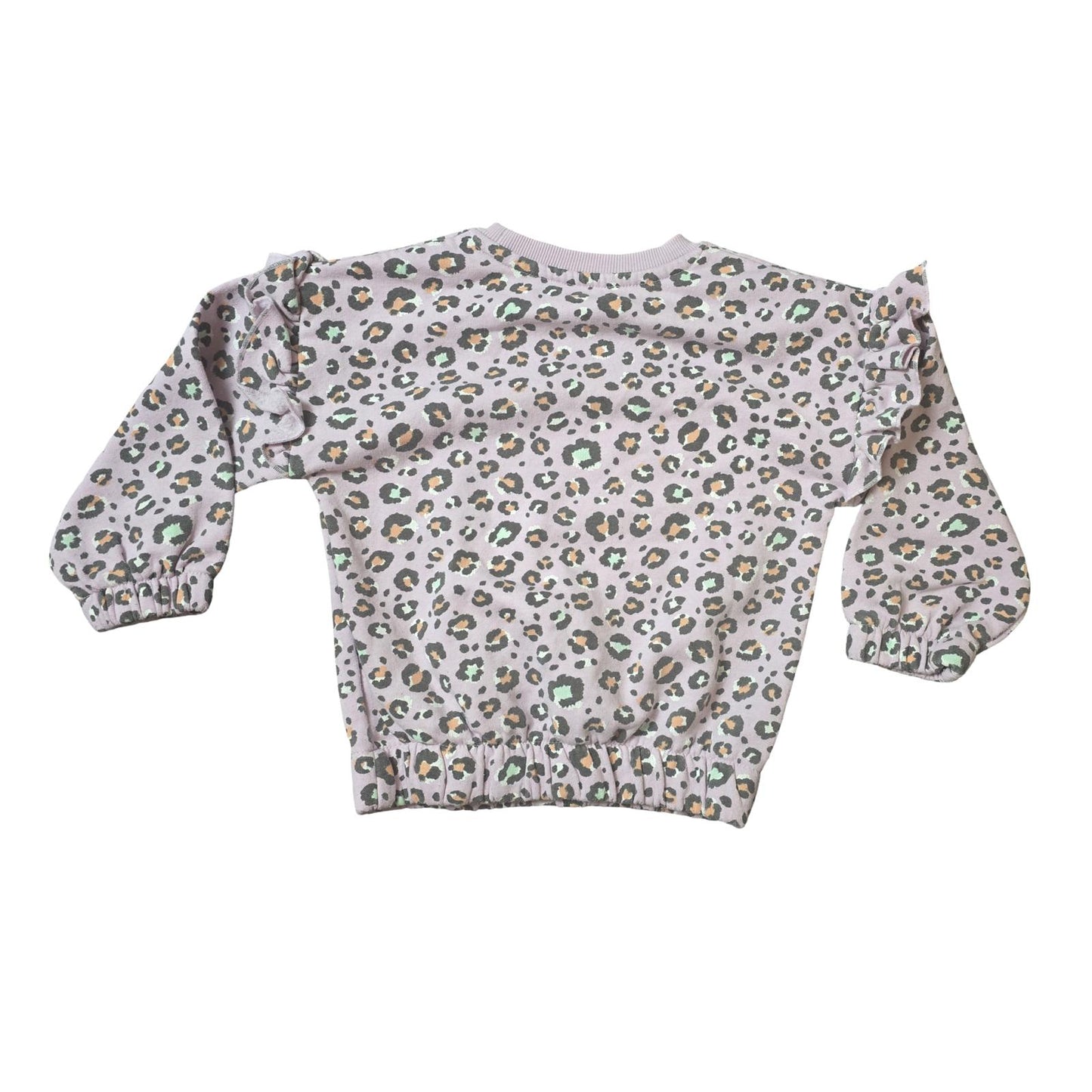 Matalan Girls Purple Leopard Print Jumper Frill Detail Age 3–4