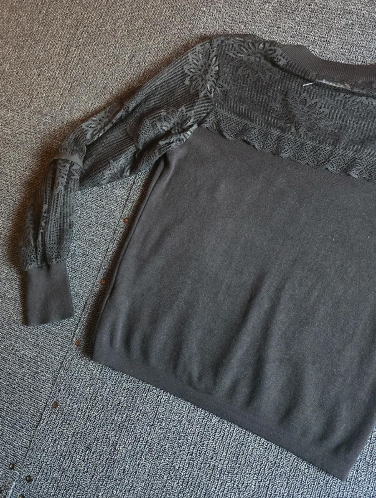 Angeleye Black Sheer Lace Detail Jumper Size 12 Night-Out Knit