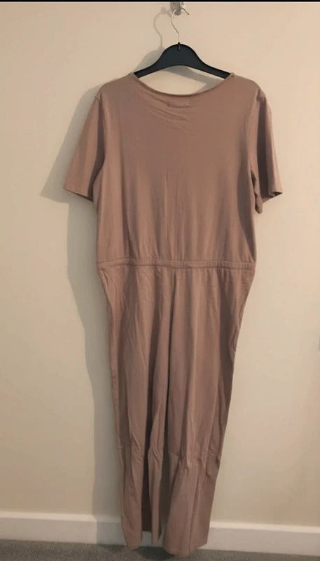 Brave Soul Beige Short Sleeved Jumpsuit Med Size 12 NWT