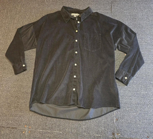 Primark Cord Shirt Black Size 14 Relaxed Fit Casual