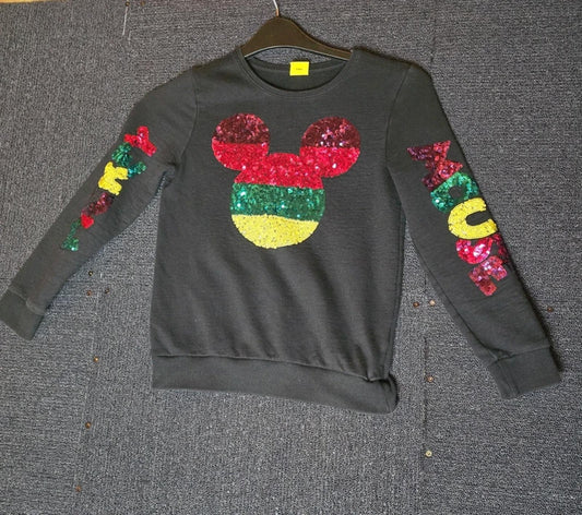 Disney Black Mickey Mouse Sequin Jumper Girls Age 10–11 Years