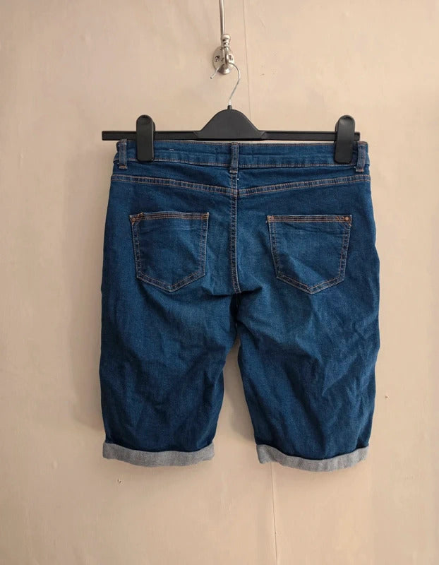 Dorothy Perkins Mid Blue Ripped Distressed Denim Bermudas Shorts Size 12