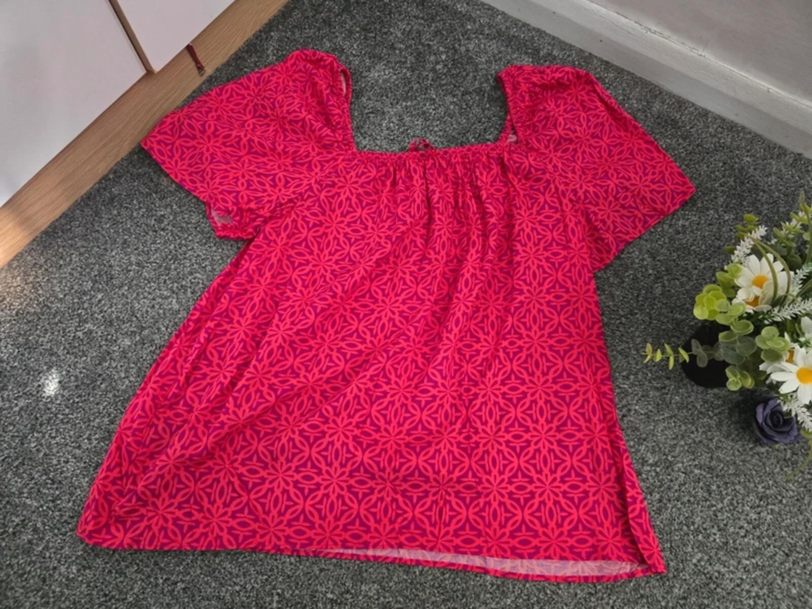 Matalan Red & Purple Patterned Off-The-Shoulder Top Size 16