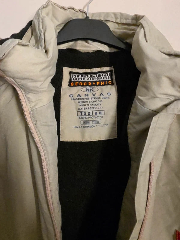 Napapijri Geographic Cream Beige Fleece-Lined Outdoor Jacket – 24" P2P