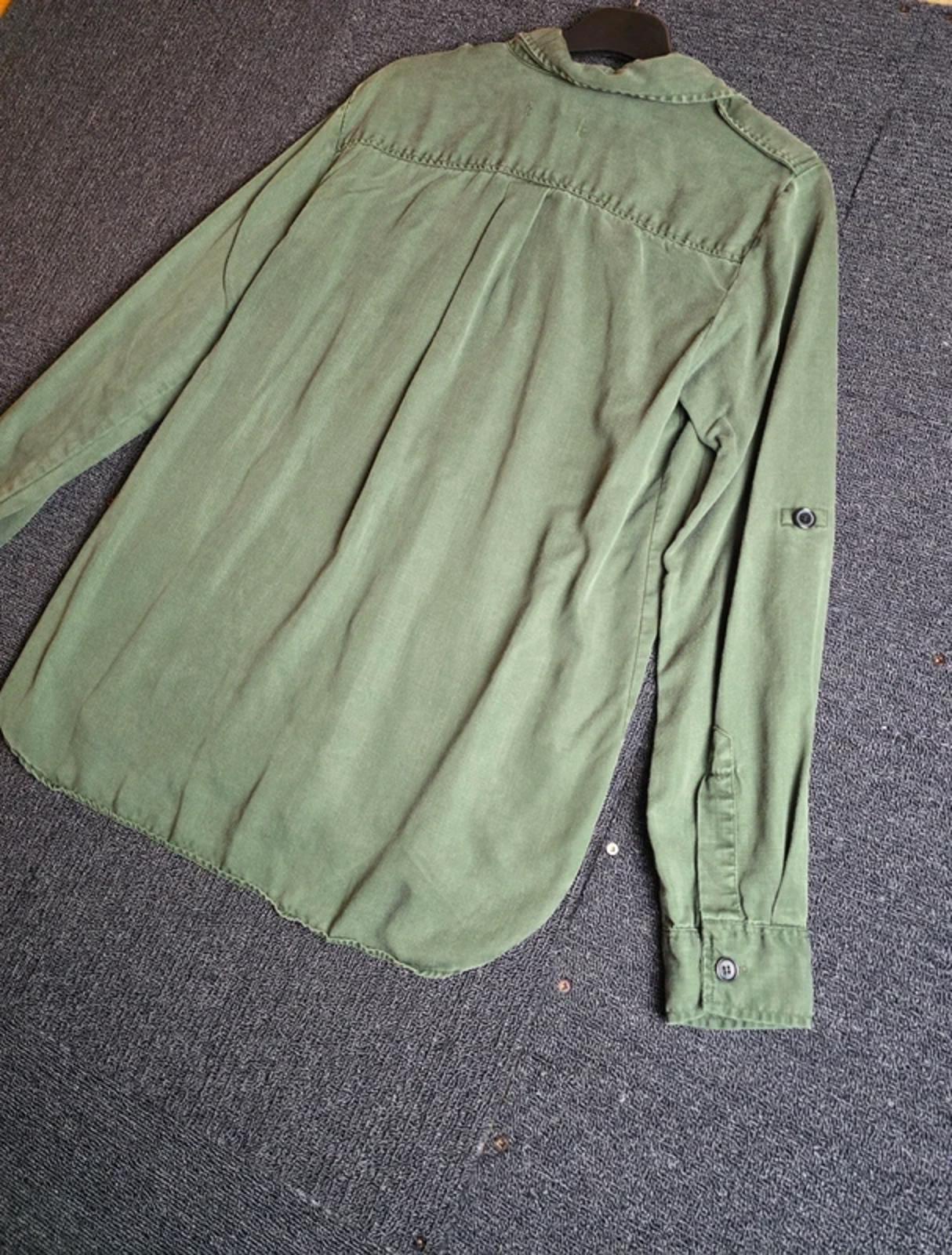 Zara Premium Dark Green Lyocell Shirt S Size 8/10 Relaxed Fit