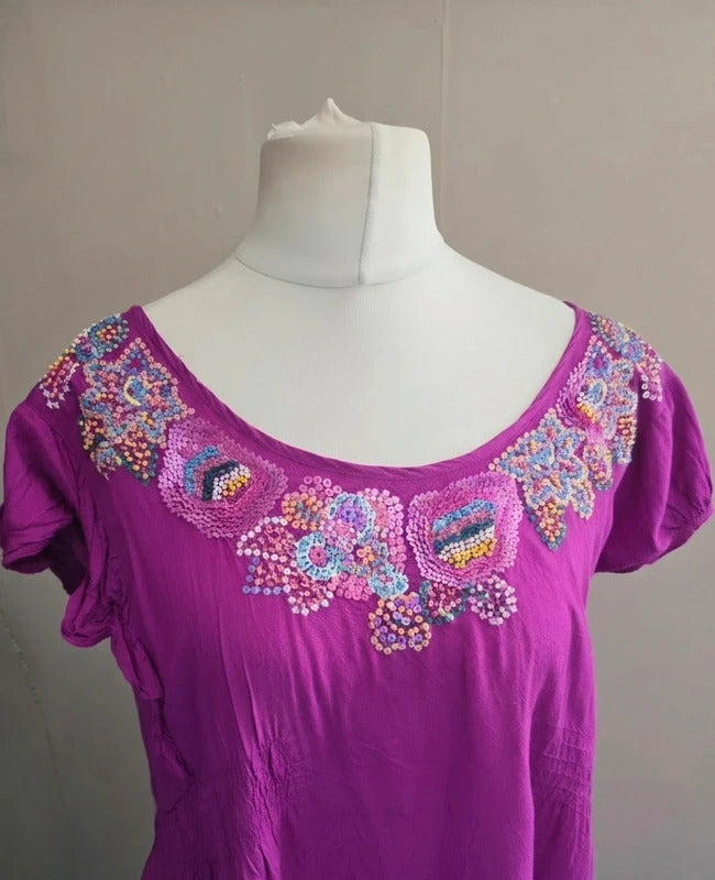 New Look Y2K Purple Sequin and Gem Dress Size 16