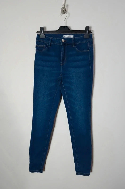 Primark Blue High Waisted Skinny Jeans Size 8 Denim Stretch Style Casual Trousers