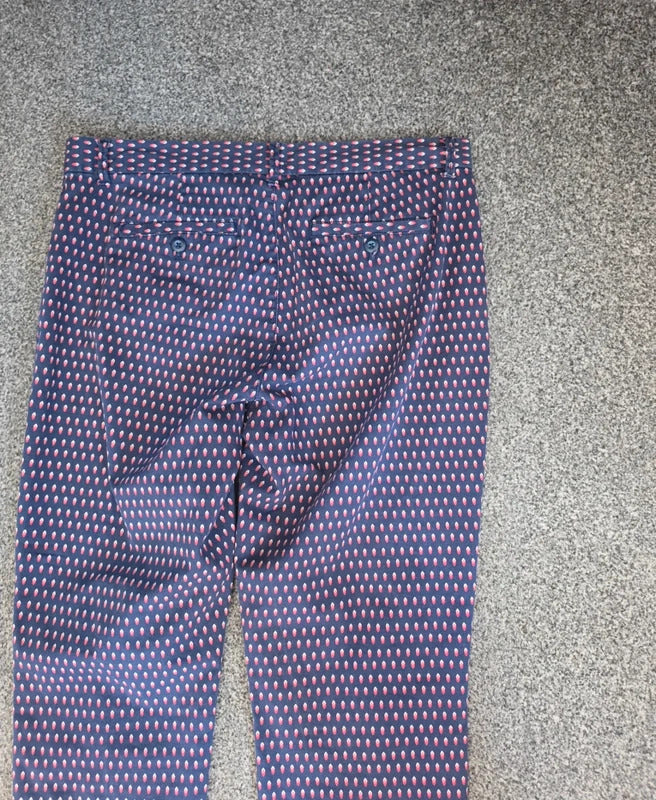 GAP Women's Navy Blue Pink Polka Dot Cropped Trousers Size 10 Regular