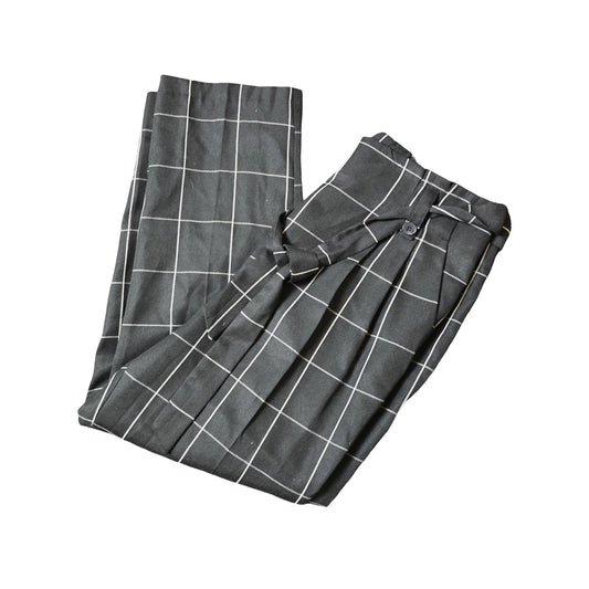 Primark Black & White Check Trousers Size 16 High Waisted Belted